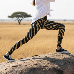 Legging Listras de Zebra Glam Padrão Preto Dourado ID1151