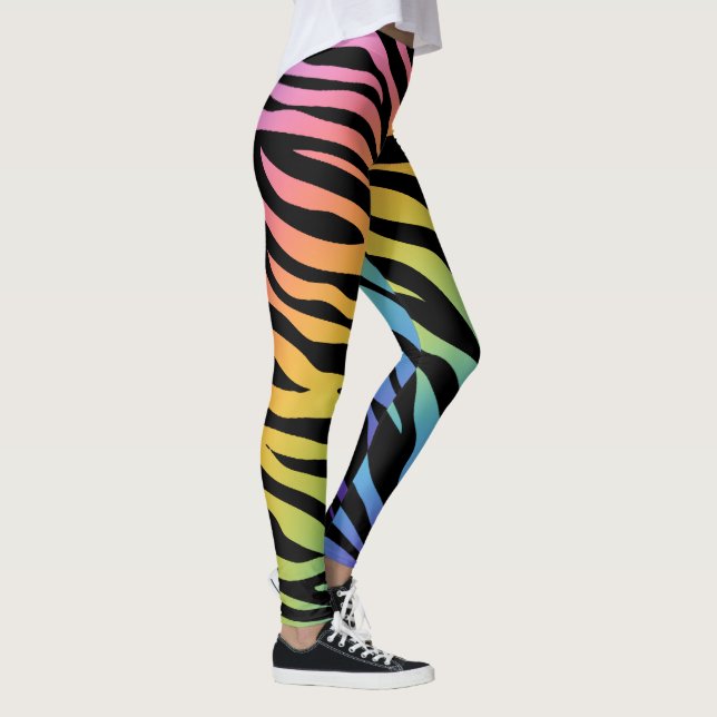 Legging Listras de Zebra Gradiente de Arco-Íris Impresso e (Direita)