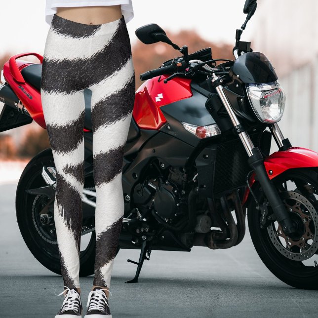 Legging Listras de Zebra Preto e Branco Padrão Animal da V (Criador carregado)