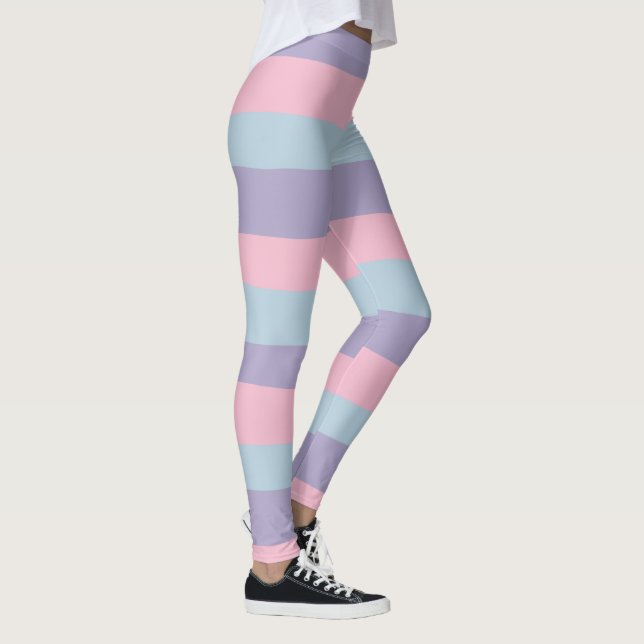 Legging Listras Desiguais em Azul, Rosa e Lilás (Direita)