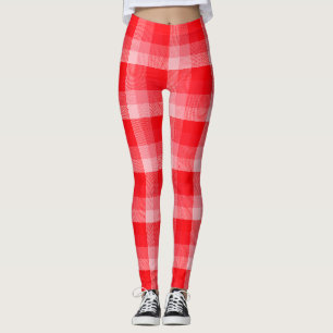Legging Listras diagonais xadrez vermelhas de Natal