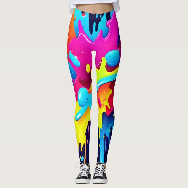 Legging Listras Dinâmicas de Tinta Fluorescente (Frente)
