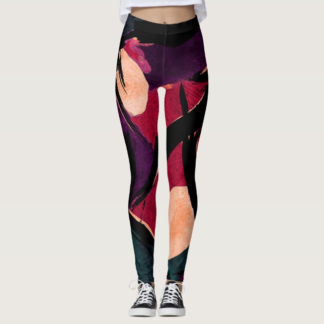 Legging Listras do arco-íris: Textura acrílica Abstrato (Frente)