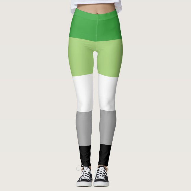 Legging Listras do Orgulho Aromântico (Frente)
