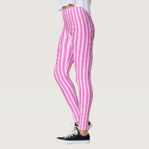 Legging Listras dos doces do rosa quente e do branco