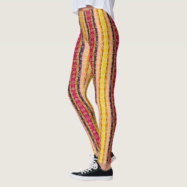 Legging Listras e Corações Retro Multi Cor  (Esquerda)