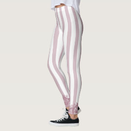 Legging Listras e rendas cor-de-rosa