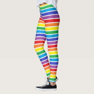 Legging Listras esboçadas branco do arco-íris