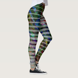 Legging Listras estranhas e arranhões e linhas coloridas