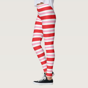 Legging Listras grossas e finas vermelhas, brancas e