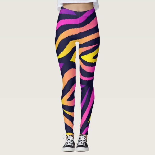 Legging listras holográficas, padrão futurista sem problem (Frente)