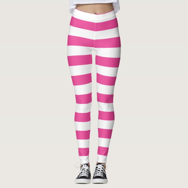 Legging Listras horizontais cor-de-rosa (Frente)