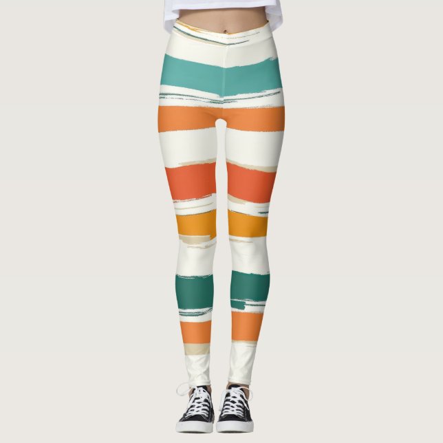 Legging Listras Horizontais de Pincel Pintadas Abstratas B (Frente)