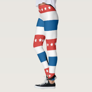 Legging Listras Horizontais Patrióticas 4 de Julho