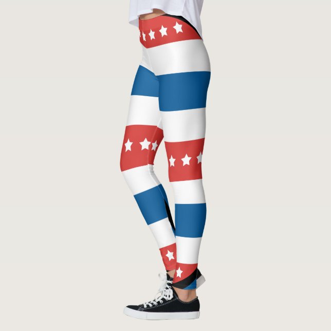 Legging Listras Horizontais Patrióticas 4 de Julho (Esquerda)