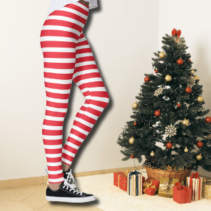 Legging Listras Horizontais Simples Vermelho e Branco de B