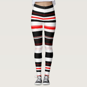 Legging Listras Horizontais Vermelhas e Pretas
