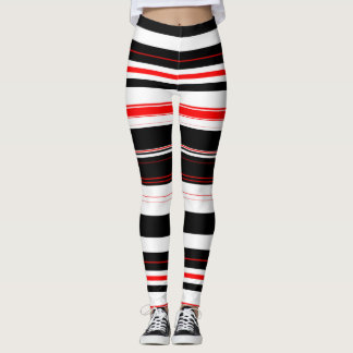 Legging Listras Horizontais Vermelhas e Pretas