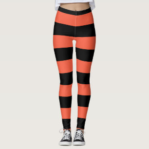 Legging Listras Laranja e Preto Diversão Festiva Halloween