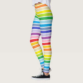 Legging Listras mais largas esboçadas branco do arco-íris