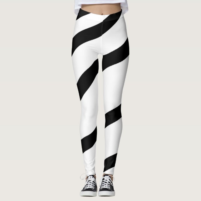 Legging Listras Modernas Brancas Pretas (Frente)