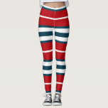 Legging Listras náuticas<br><div class="desc">Design com temas náuticos com faixas azuis,  vermelhas e brancas</div>