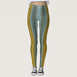 Legging Listras onduladas amarelas e azuis