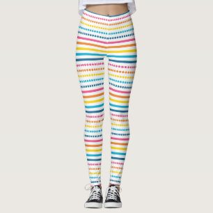Legging Listras Pontilhadas Horizontais Coloridas Geométri