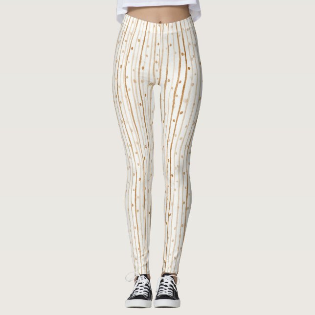 Legging Listras Pontos Marrom Café Creme (Frente)