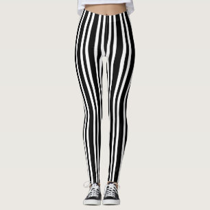 Legging Listras Pretas e Brancas Padrão Sem Costura