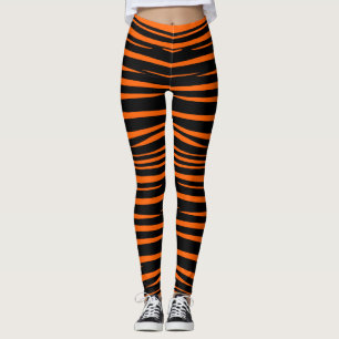 Legging Listras Pretas e Laranjas de Halloween