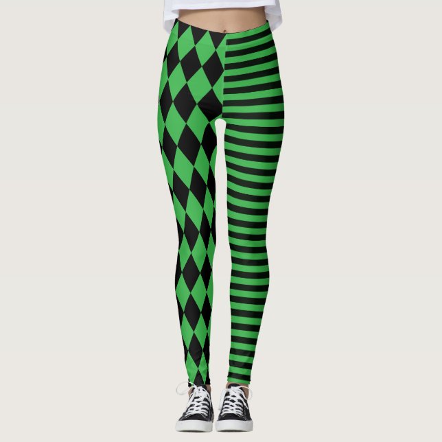 Legging Listras Pretas e Verdes e Palhaço de Diamante (Frente)