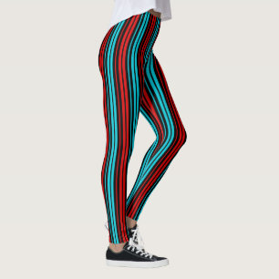 Legging Listras Pretas Vermelhas e Azuis 