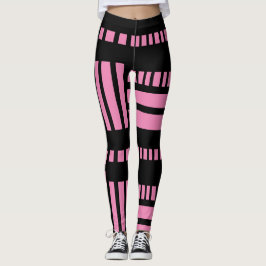 Legging Listras.Preto Branco 01 Fundo Rosa