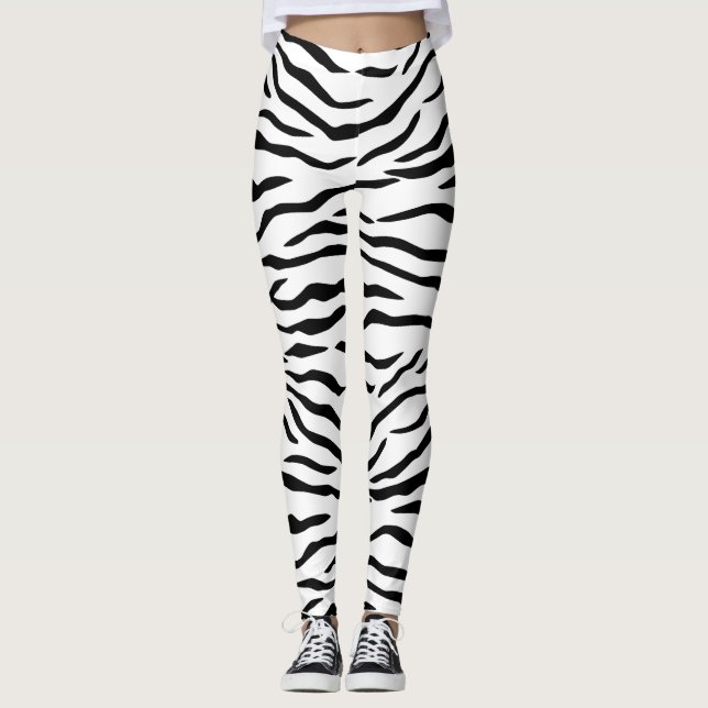 Legging Listras preto e branco do tigre (Frente)