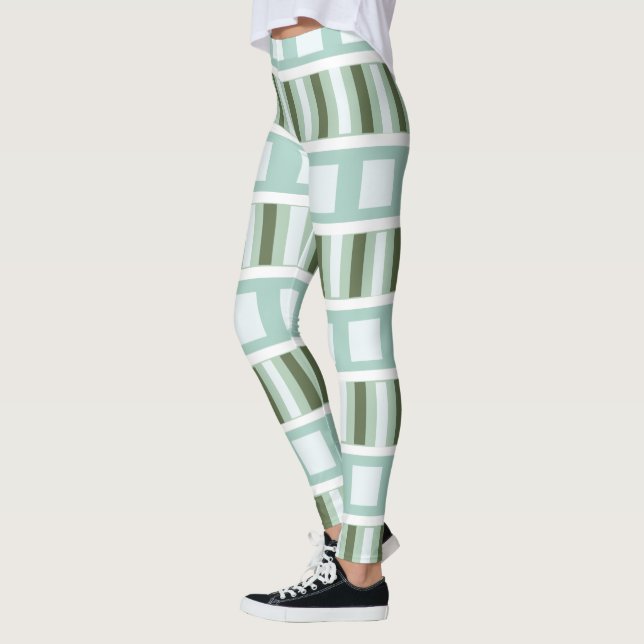 Legging Listras Quadradas Verde Turquesa  (Esquerda)