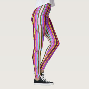 Legging Listras Retro Brilhantes e Ousadas Multi Cor