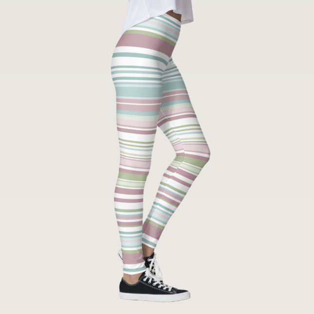 Legging Listras rosa, aqua, menta, chuva de primavera e ma (Direita)