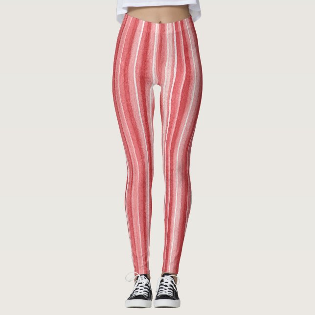 Legging Listras Rosa Bege Branco Vermelho (Frente)