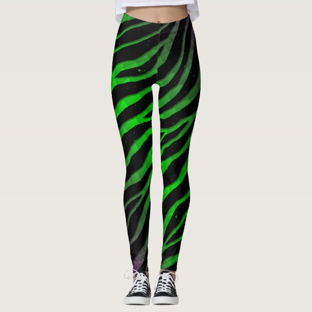 Legging Listras Ruptas no EspaçoTempo - Roxo/Verde (Frente)