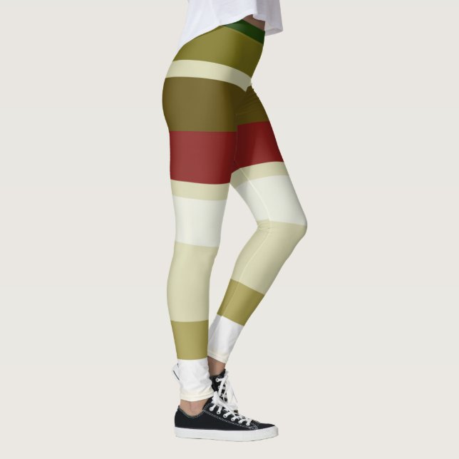 Legging Listras verde-oliva, verde e vermelho (Direita)