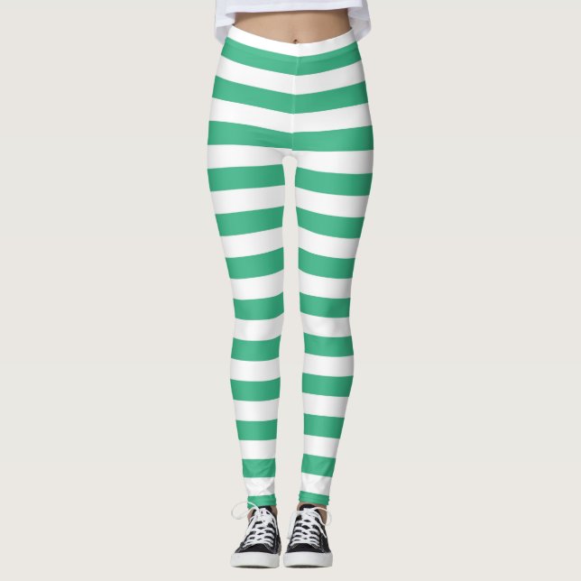 Legging Listras verdes e brancas do Aqua (Frente)