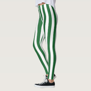 Legging Listras verdes e brancas verticais