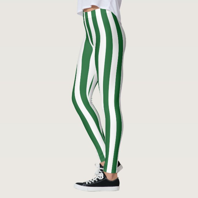 Legging Listras verdes e brancas verticais (Esquerda)