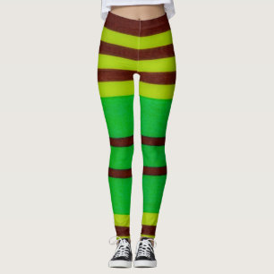 Legging Listras verdes e castanhas