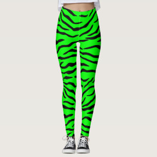 Legging Listras verdes e pretas de néon brilhantes do