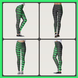 Legging Listras Verdes e Pretas Vibrantes
