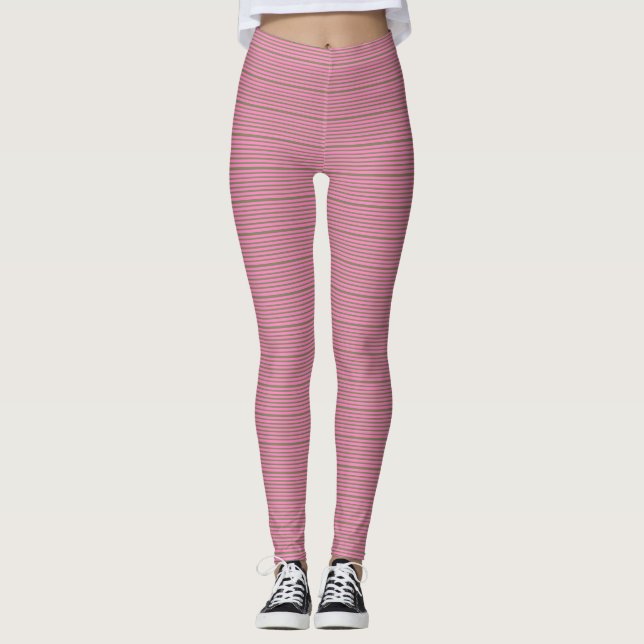 Legging Listras Verdes e Rosa (Frente)