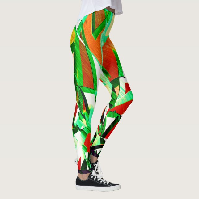 Legging Listras verdes em coral, imagem distorcida (Direita)