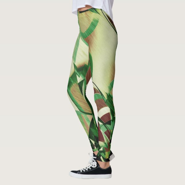 Legging Listras verdes em imagem castanho e seca (Esquerda)